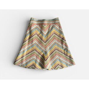 NANETTE LEPORE Vintage Zigzag Geometric Print A Line Skirt Size 2